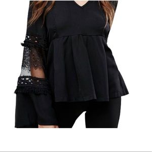 BOOHOO Lace Bell Sleeve Blouse.